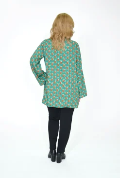 Escape Aiko Reversible Short Kimono in Teal Multi- Cardigans & Jumpers | Long Sleeved Tops
