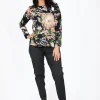 Orientique Aleah Crewneck Long Sleeve Top in Floral Black- Long Sleeved Tops
