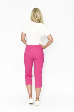 One Summer Angela Capri in Fushia-Women Cotton Pants | Womens Pants