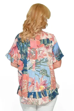 Orientique Angie Organic Cotton Flutter Sleeve Top in- Cotton Tops | Short Sleeve Tops