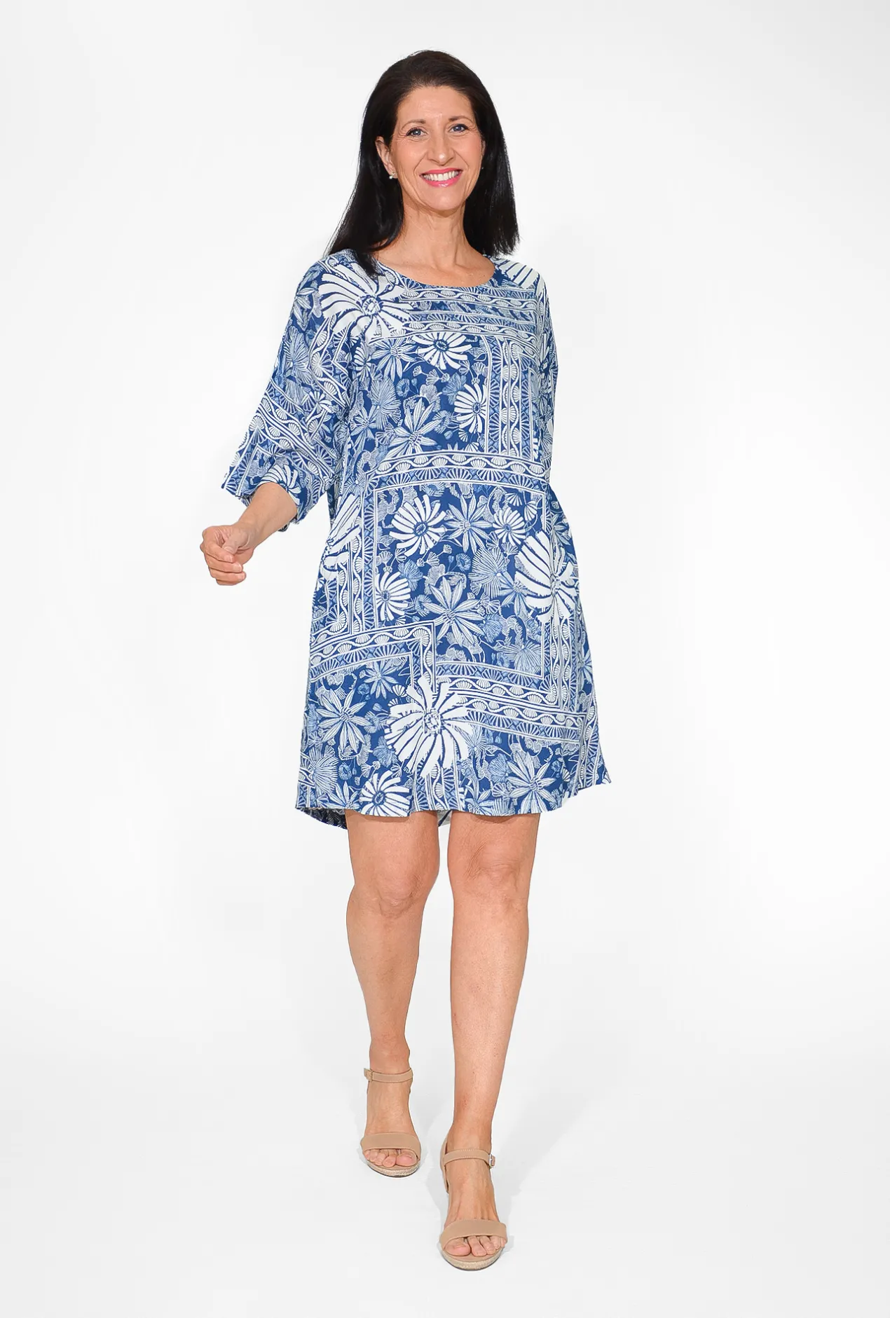 One Summer Ashlee Rayon Sleeved Shift Dress in- Long Sleeved Dresses | Above Knee Dresses