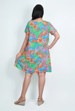 Willow Tree Barbara Cross Front Dress in Tropical Green- Above Knee Dresses | Knee Length Dresses