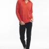 Orientique Becky Collar Knit Jumper in Flame Red- Cardigans & Jumpers | Knitwear Tops
