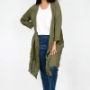 Willow Tree Bethany Layered Long Sleeve Cardigan in Khaki- Cardigans & Jumpers | Long Sleeved Tops