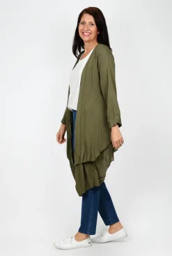Willow Tree Bethany Layered Long Sleeve Cardigan in Khaki- Cardigans & Jumpers | Long Sleeved Tops