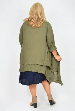 Willow Tree Bethany Layered Long Sleeve Cardigan in Khaki- Cardigans & Jumpers | Long Sleeved Tops