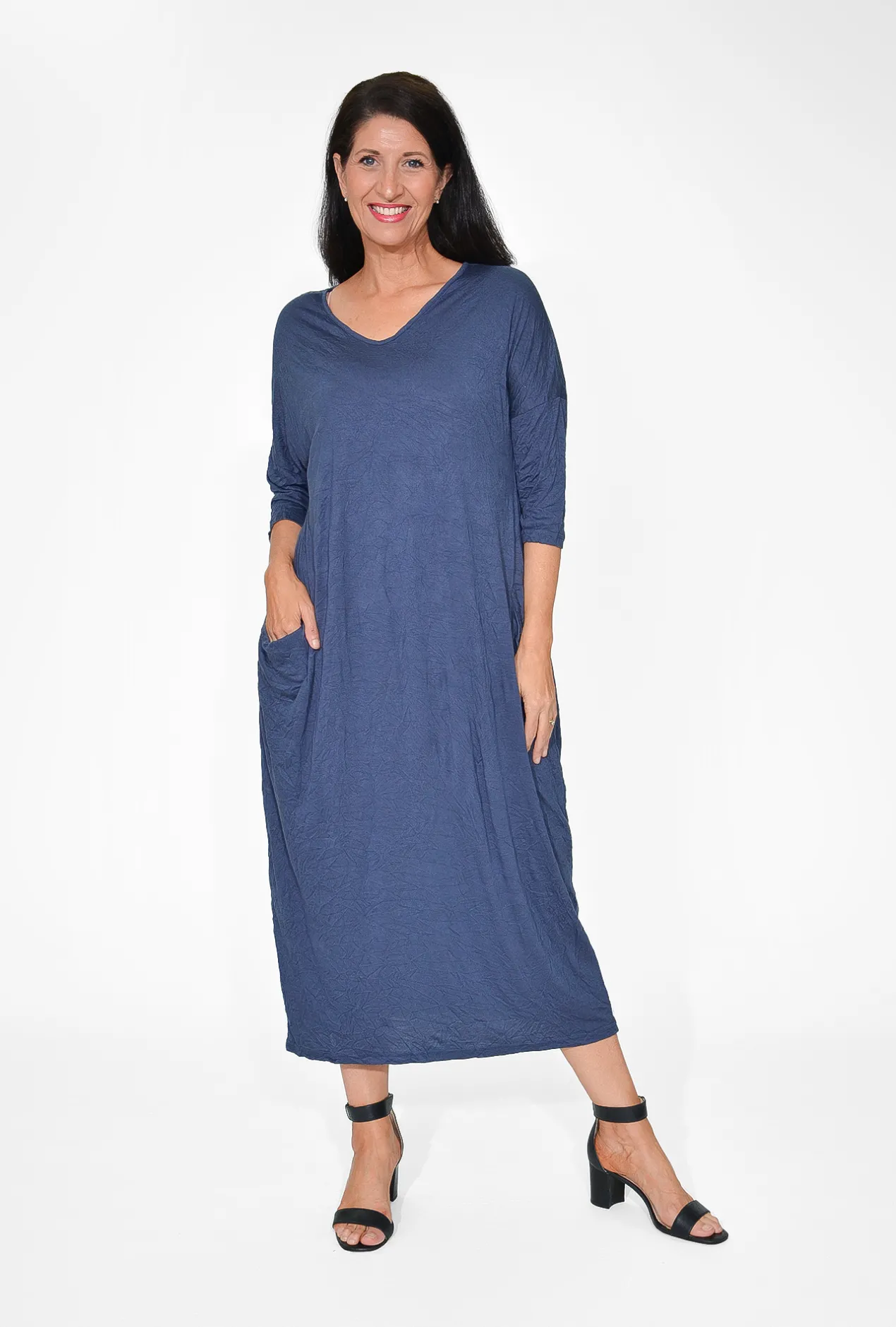 Cotton Village Betty Elbow Sleeve Midi Dress in- Cotton Dresses | Midi Dresses