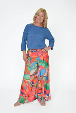 Escape Birdie Flower Wide Pant in Orange-Women Womens Pants