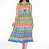 Orientique Brodie Organic Cotton Sleeveless Dress in Multicolour- Cotton Dresses | Sleeveless Dresses