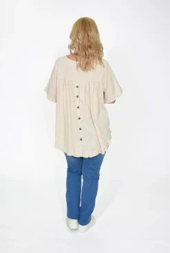 Willow Tree Brooklyn Frill Sleeve Button Back Top in- Short Sleeve Tops | Sleeved Dress