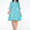 One Summer Carlie Cotton 3/4 Sleeve Tiered Dress in- Above Knee Dresses | Sleeved Dress
