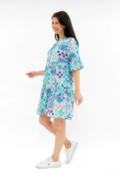 One Summer Carlie Cotton 3/4 Sleeve Tiered Dress in- Cotton Dresses | Above Knee Dresses