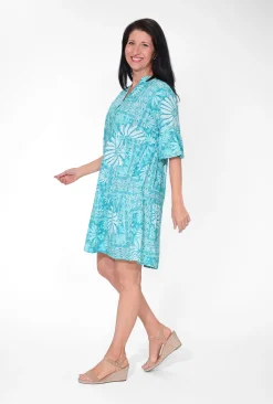 One Summer Carlie Cotton 3/4 Sleeve Tiered Dress in- Above Knee Dresses | Sleeved Dress