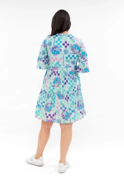 One Summer Carlie Cotton 3/4 Sleeve Tiered Dress in- Cotton Dresses | Above Knee Dresses