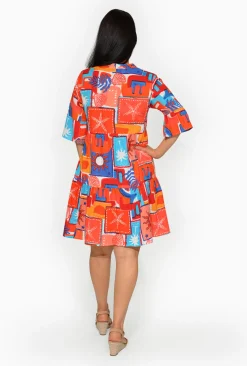 One Summer Carlie Cotton 3/4 Sleeve Tiered Dress in- Cotton Dresses | Above Knee Dresses