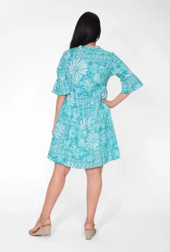 One Summer Carlie Cotton 3/4 Sleeve Tiered Dress in- Above Knee Dresses | Sleeved Dress