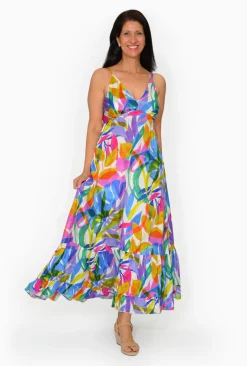 Escape Cassandra Rayon Sleevless Maxi Dress in Multicolour- Sleeveless Dresses | Maxi Dresses