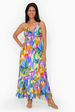 Escape Cassandra Rayon Sleevless Maxi Dress in Multicolour- Sleeveless Dresses | Maxi Dresses