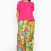 Escape Chantal Rayon Wide Leg Pant in Green Tropics-Women Womens Pants
