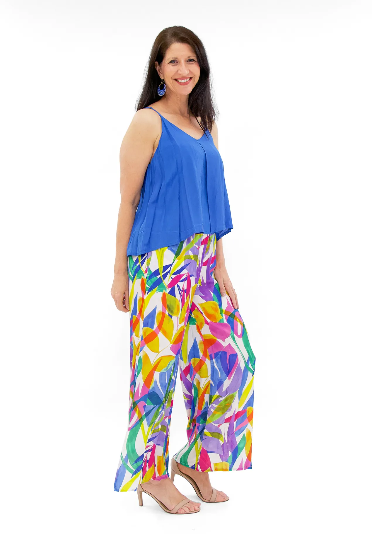 Escape Chantal Rayon Wide Leg Pant in Multicolour-Women Womens Pants