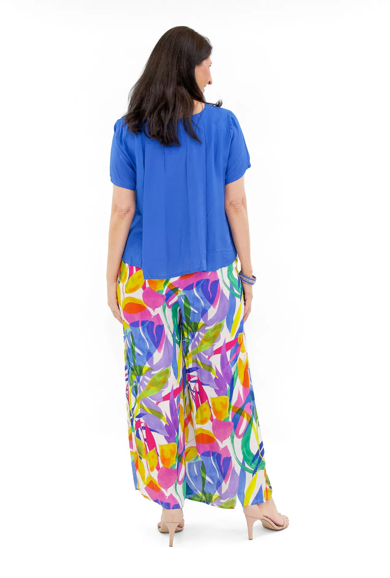Escape Chantal Rayon Wide Leg Pant in Multicolour-Women Womens Pants