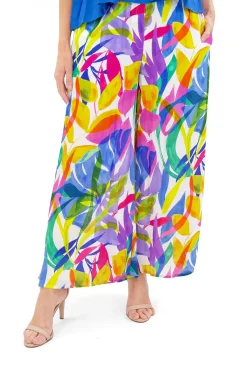 Escape Chantal Rayon Wide Leg Pant in Multicolour-Women Womens Pants