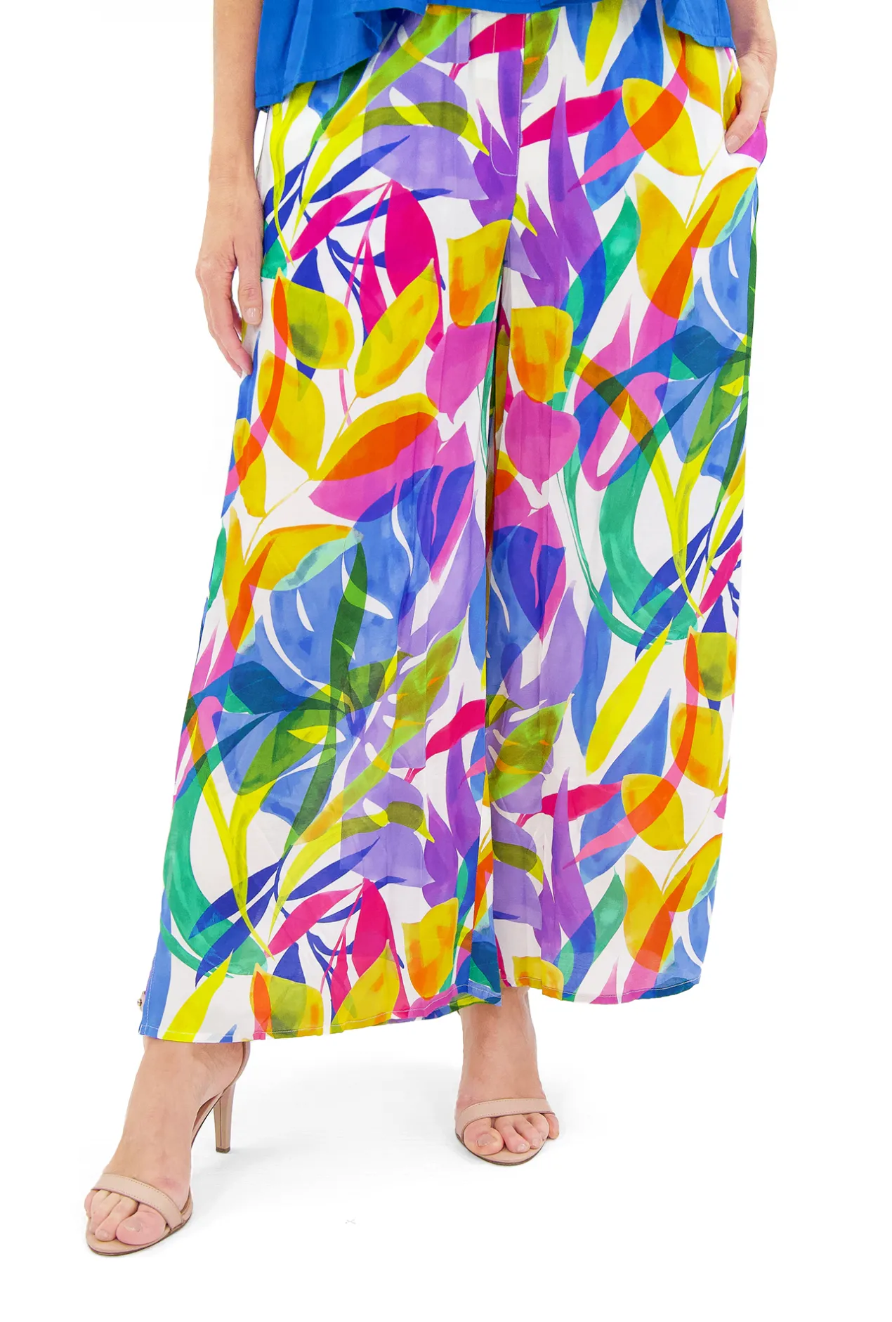 Escape Chantal Rayon Wide Leg Pant in Multicolour-Women Womens Pants