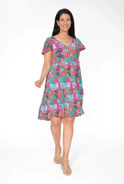 One Summer Chloe Crepe Rayon Swing Dress in- Knee Length Dresses | Above Knee Dresses