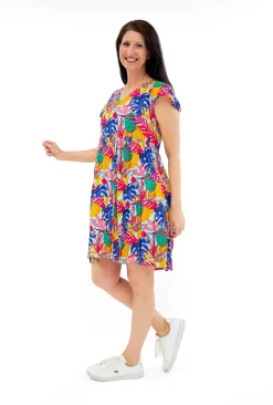 One Summer Chloe Crepe Rayon Swing Dress in- Short Sleeved Dresses | Knee Length Dresses