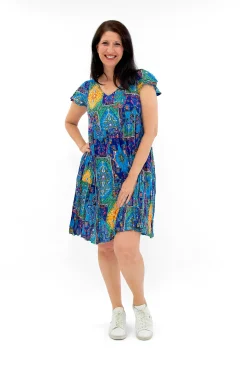 One Summer Chloe Crepe Rayon Swing Dress in- Short Sleeved Dresses | Sleeved Dress