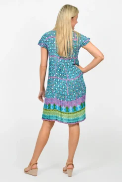 One Summer Chloe Crepe Rayon Swing Dress in- Above Knee Dresses | Short Sleeved Dresses