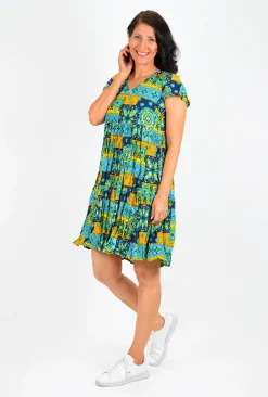 One Summer Chloe Crepe Swing Dress in- Above Knee Dresses | Short Sleeved Dresses