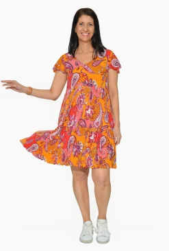 One Summer Chloe Crepe Swing Dress in- Short Sleeved Dresses | Knee Length Dresses