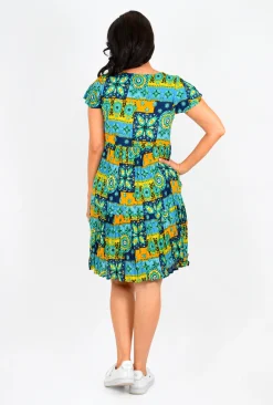 One Summer Chloe Crepe Swing Dress in- Above Knee Dresses | Short Sleeved Dresses