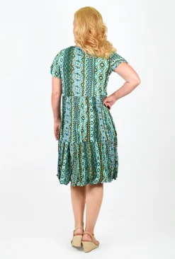 One Summer Chloe Crepe Swing Dress in- Knee Length Dresses | Short Sleeved Dresses