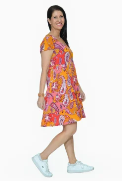 One Summer Chloe Crepe Swing Dress in- Short Sleeved Dresses | Knee Length Dresses