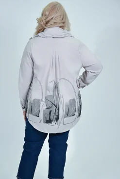 Indigo Designs Christine Lightweight Jacket in Grey- Jackets | Long Sleeved Tops