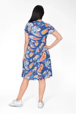 One Summer Cushla Cotton Frill Neck Dress in- Short Sleeved Dresses | Cotton Dresses