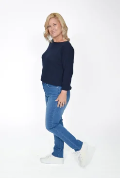 Orientique Darcy Straight Leg Jeans in Blue-Women Cotton Pants | Womens Pants