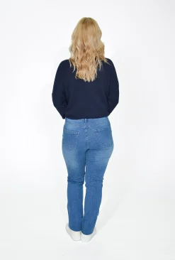 Orientique Darcy Straight Leg Jeans in Blue-Women Cotton Pants | Womens Pants