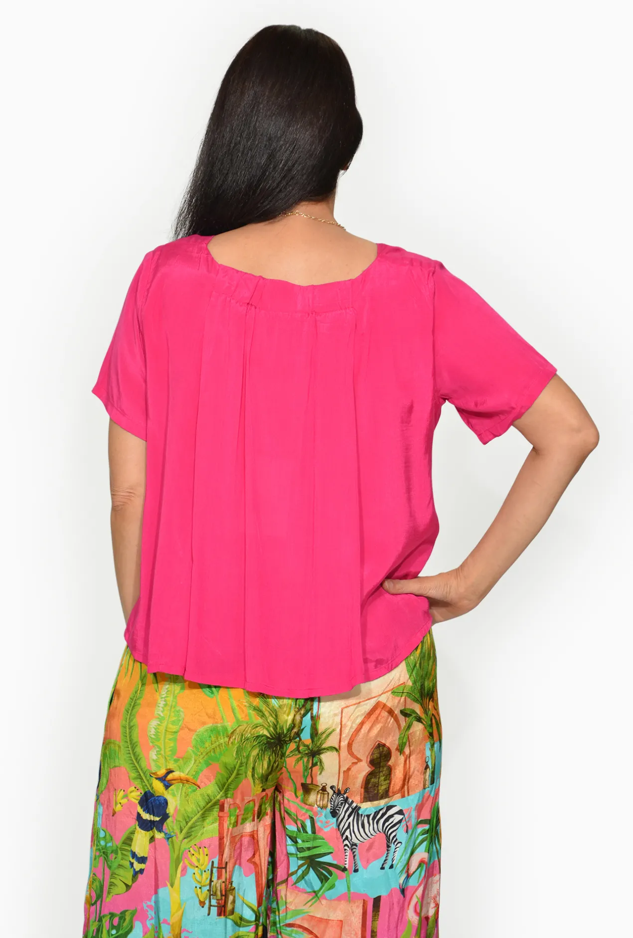 Escape Devin Rayon Short Sleeve Boxy Tee in- Short Sleeve Tops | Sleeved Dress