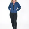Orientique Diana Collared Denim Jacket in- Jackets | Long Sleeved Tops