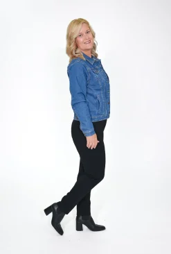 Orientique Diana Collared Denim Jacket in- Jackets | Long Sleeved Tops