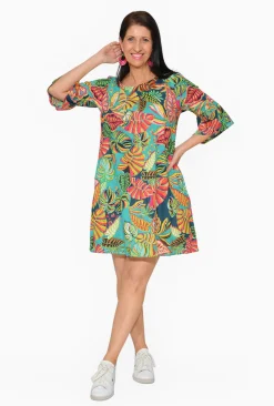 Orientique Diva Organic Cotton Frill Sleeve Dress in- Cotton Dresses | Above Knee Dresses