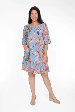 Orientique Diva Organic Cotton Frill Sleeve Dress in- Cotton Dresses | Organic Cotton Clothing