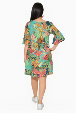 Orientique Diva Organic Cotton Frill Sleeve Dress in- Cotton Dresses | Above Knee Dresses