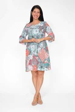 Orientique Diva Rayon Frill Sleeve Dress in- Above Knee Dresses | Sleeved Dress