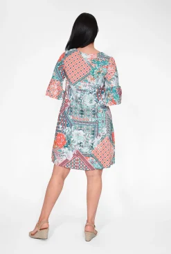 Orientique Diva Rayon Frill Sleeve Dress in- Above Knee Dresses | Sleeved Dress