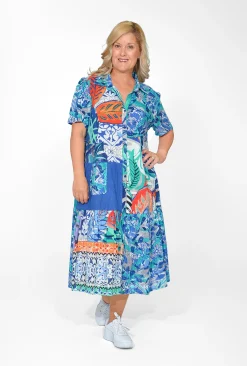 Orientique Edith Organic Cotton Collar Dress in- Short Sleeved Dresses | Organic Cotton Clothing