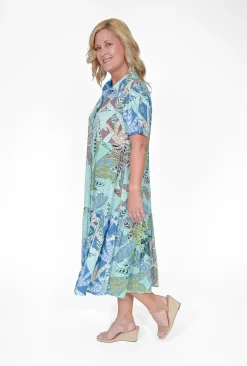 Orientique Edith Organic Cotton Collar Dress in- Short Sleeved Dresses | Organic Cotton Clothing